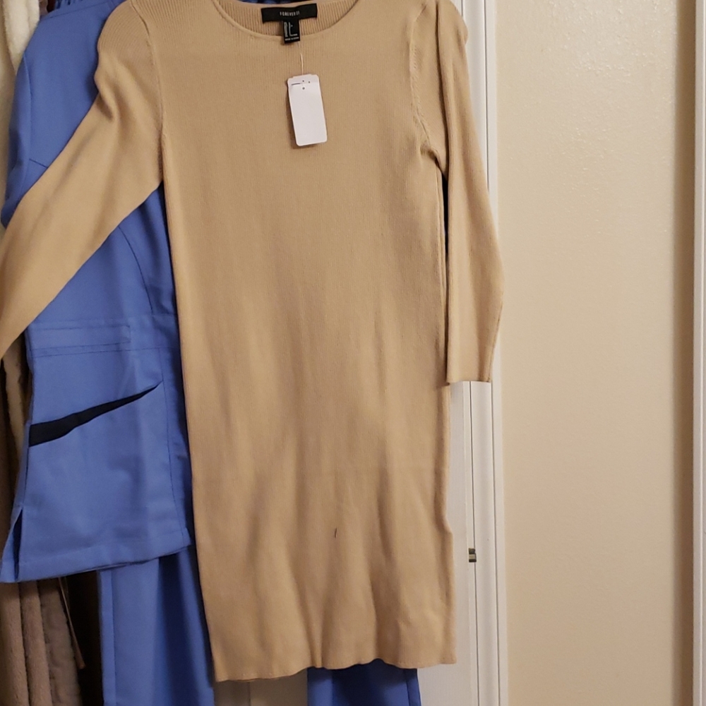 Forever 21 Tan Long Sleeve Dress